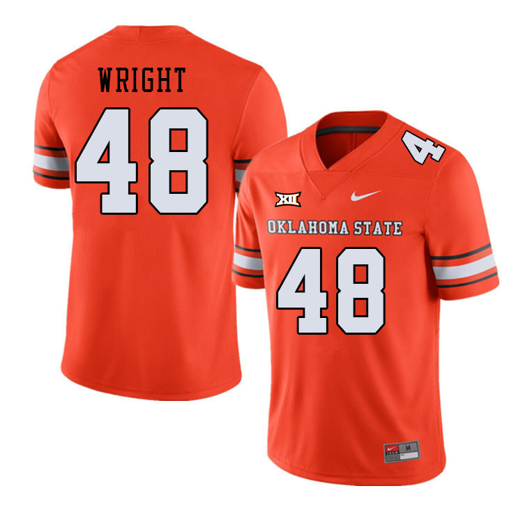 Men #48 Elijah Wright Oklahoma State Cowboys College Football Jerseys Stitched-Alternate Orange